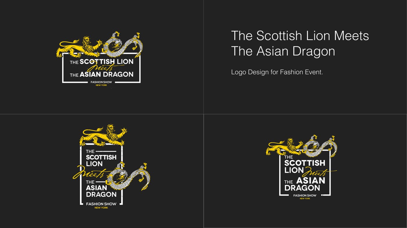 The Scottish Lion Meets The Asian Dragon logo design